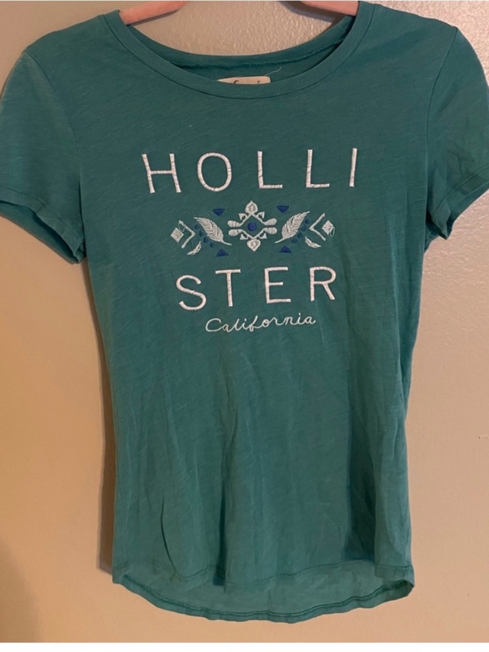 Hollister Teal Short-Sleeve Logo Tee sz Small